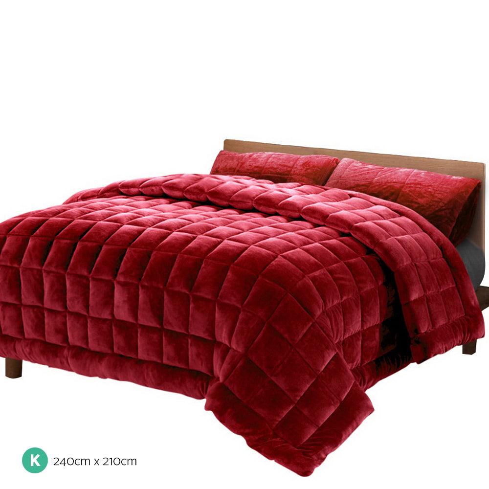 Giselle Bedding Faux Mink Quilt Burgundy King - Ozstylz