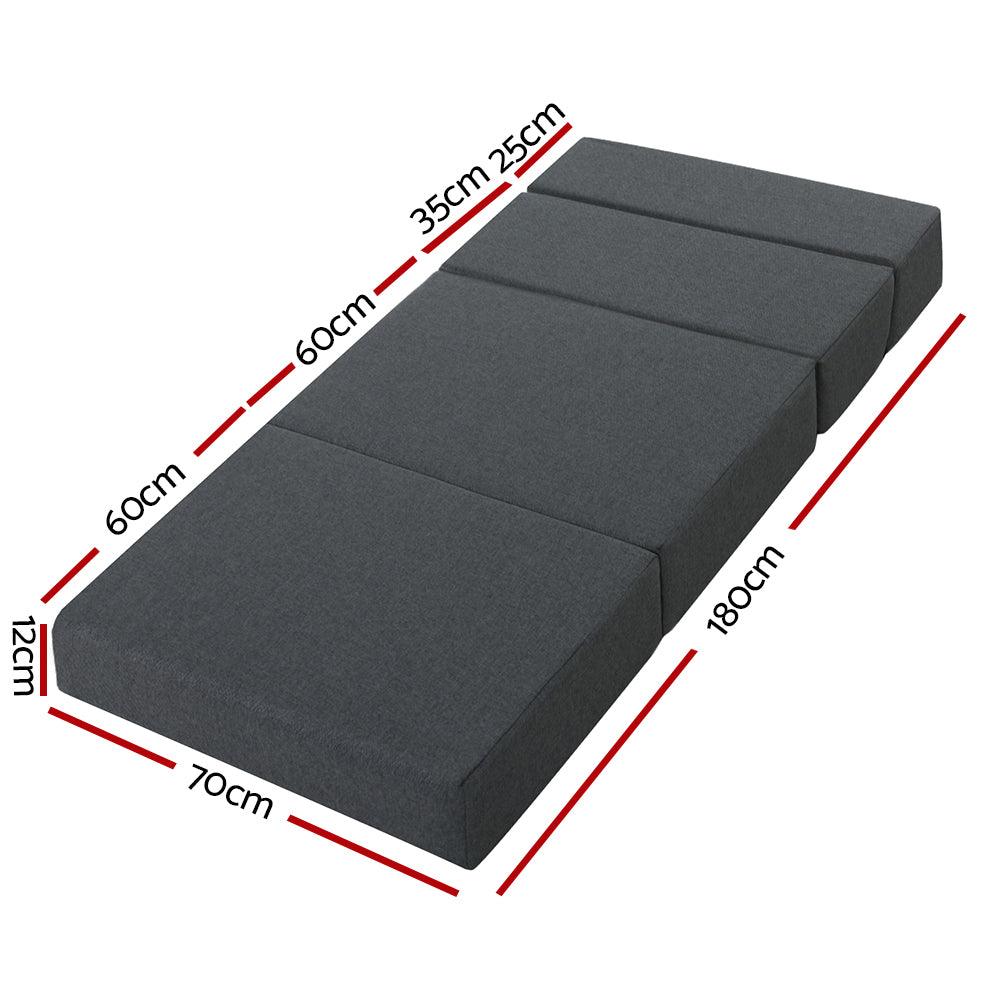 Giselle Bedding Foldable Mattress Folding Foam Bed Floor Mat Grey - Ozstylz