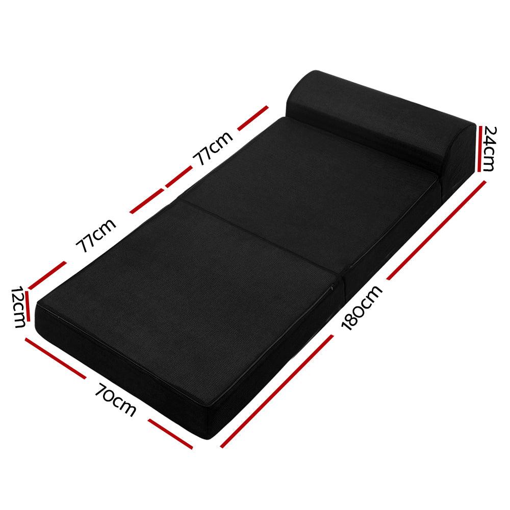 Giselle Bedding Foldable Mattress Folding Foam Bed Mat Black - Ozstylz