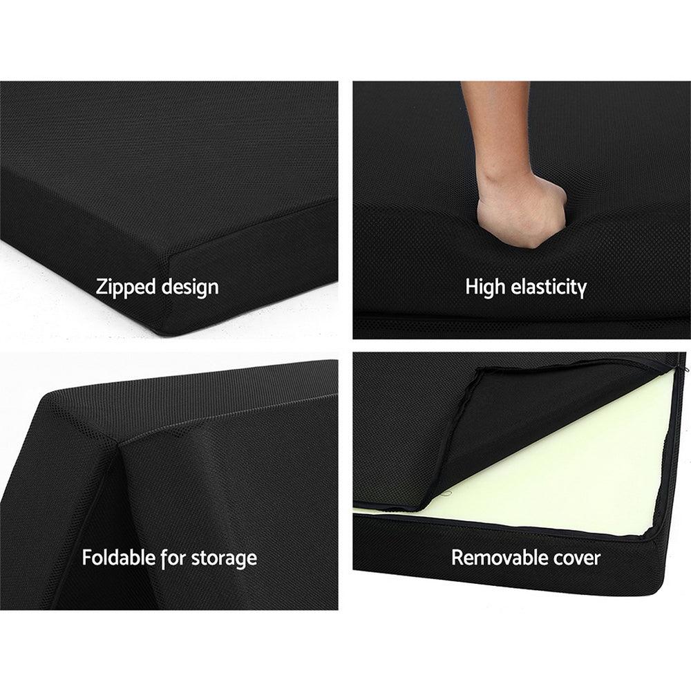 Giselle Bedding Foldable Mattress Folding Foam Bed Mat Black - Ozstylz