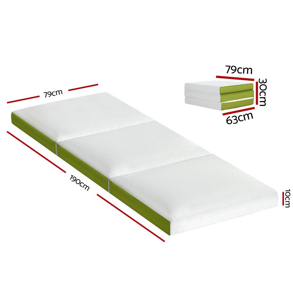 Giselle Bedding Foldable Mattress Folding Foam Trifold Green - Ozstylz