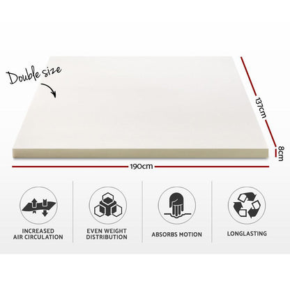 Giselle Bedding Memory Foam Mattress Topper 8cm Double - Ozstylz