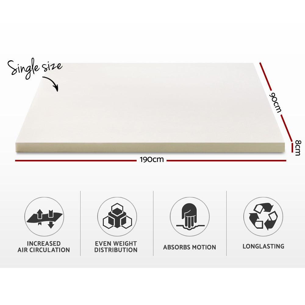 Giselle Bedding Memory Foam Mattress Topper 8cm Single - Ozstylz