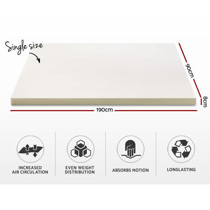 Giselle Bedding Memory Foam Mattress Topper 8cm Single - Ozstylz