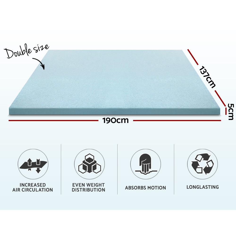 Giselle Bedding Memory Foam Mattress Topper Cool Gel 5cm Double - Ozstylz