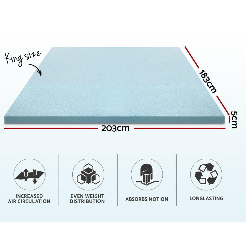 Giselle Bedding Memory Foam Mattress Topper Cool Gel 5cm King - Ozstylz