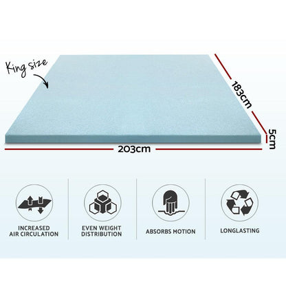 Giselle Bedding Memory Foam Mattress Topper Cool Gel 5cm King - Ozstylz