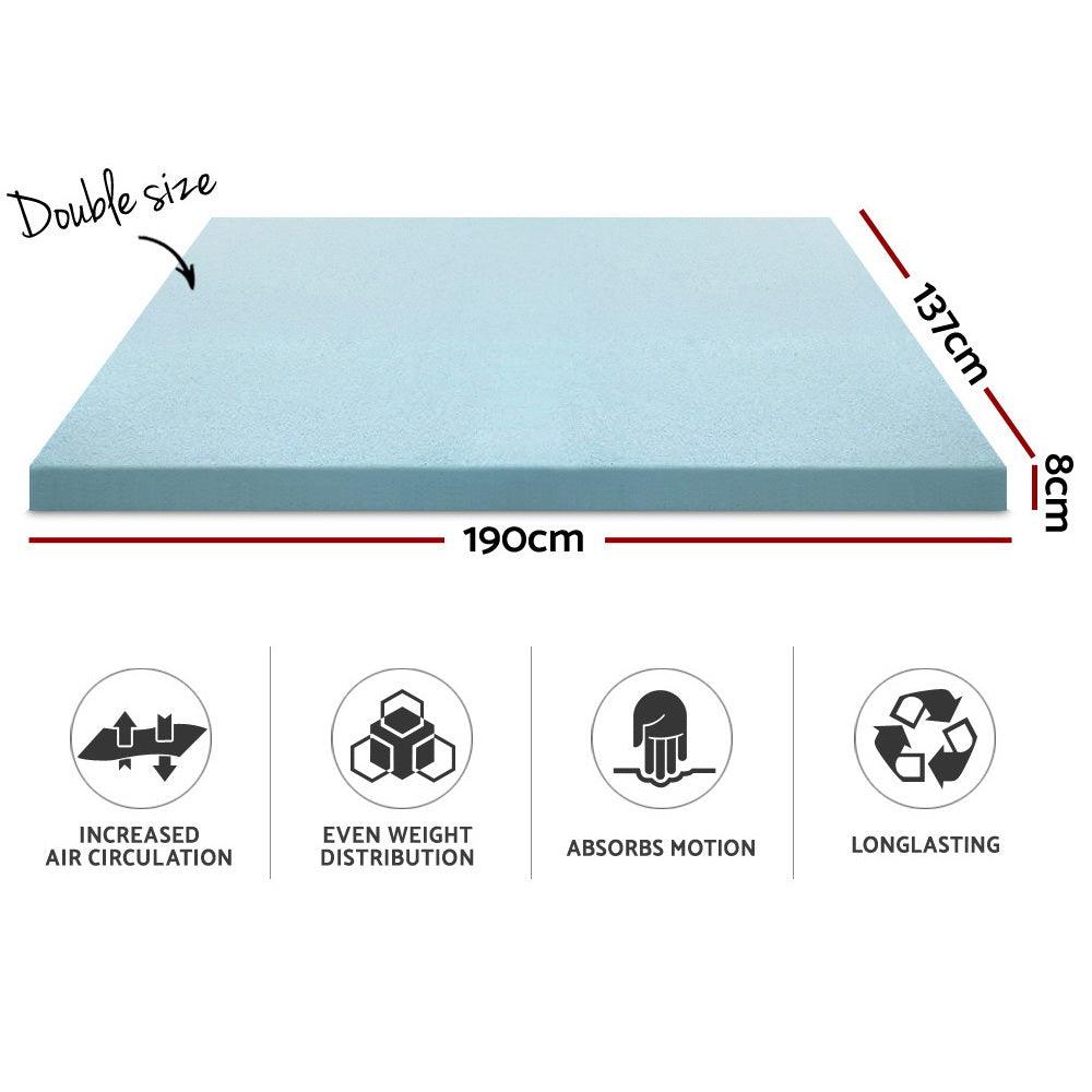 Giselle Bedding Memory Foam Mattress Topper Cool Gel 8cm Double - Ozstylz