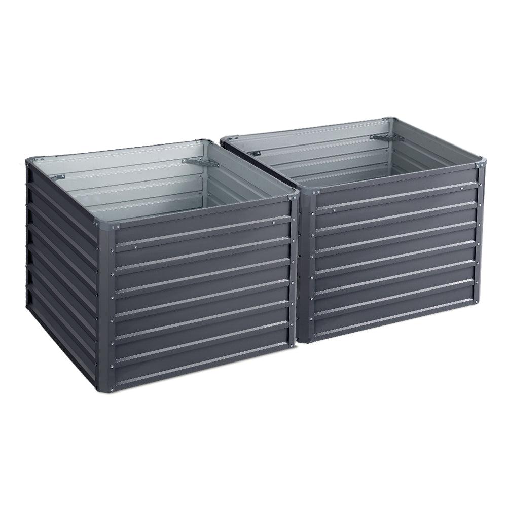 Greenfingers 2x Garden Bed 100x100x77cm Planter Box Raised Container Galvanised - Ozstylz