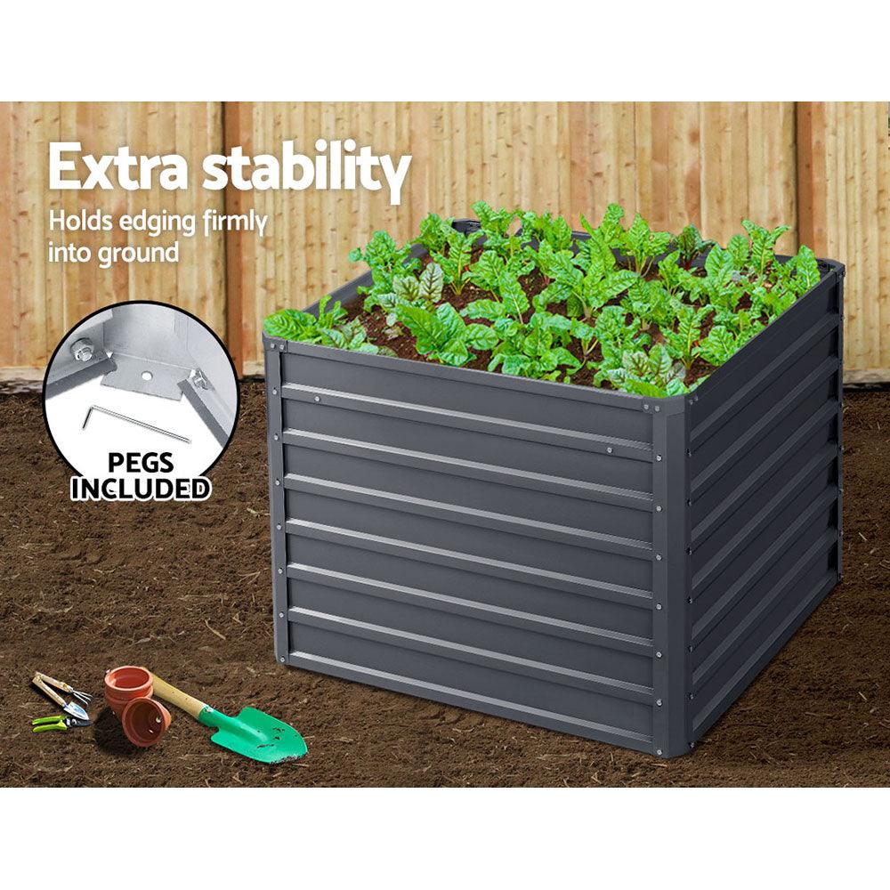 Greenfingers 2x Garden Bed 100x100x77cm Planter Box Raised Container Galvanised - Ozstylz