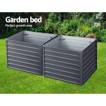 Greenfingers 2x Garden Bed 100x100x77cm Planter Box Raised Container Galvanised - Ozstylz