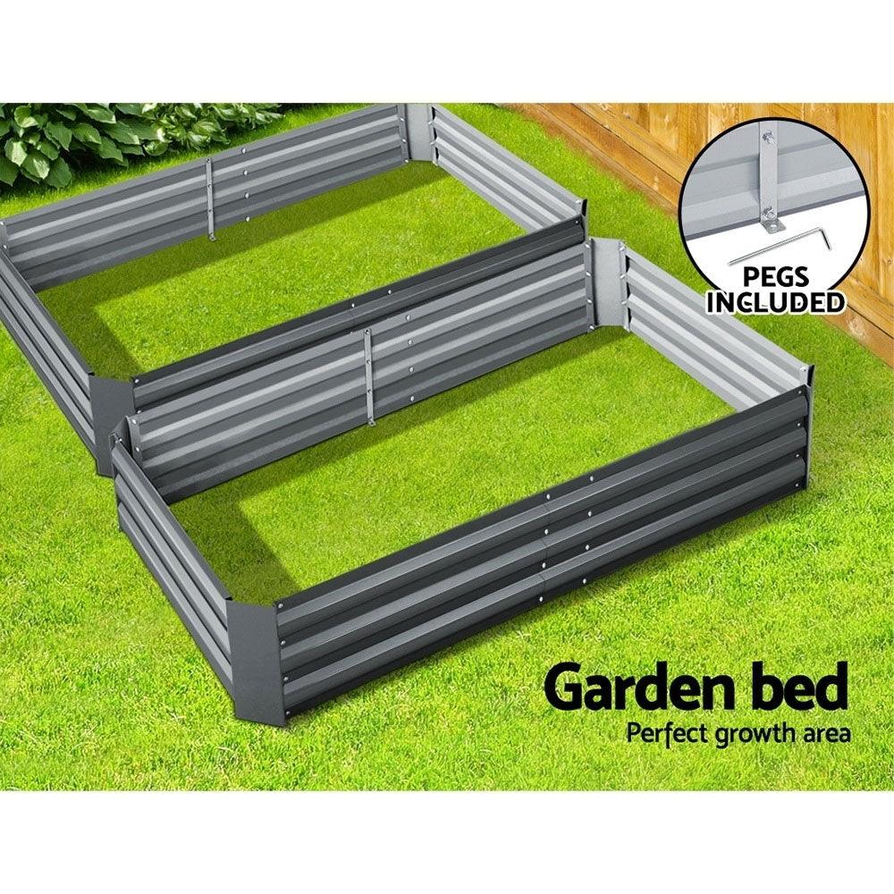 Greenfingers 2x Garden Bed 150x90cm Planter Box Raised Container Galvanised Herb - Ozstylz