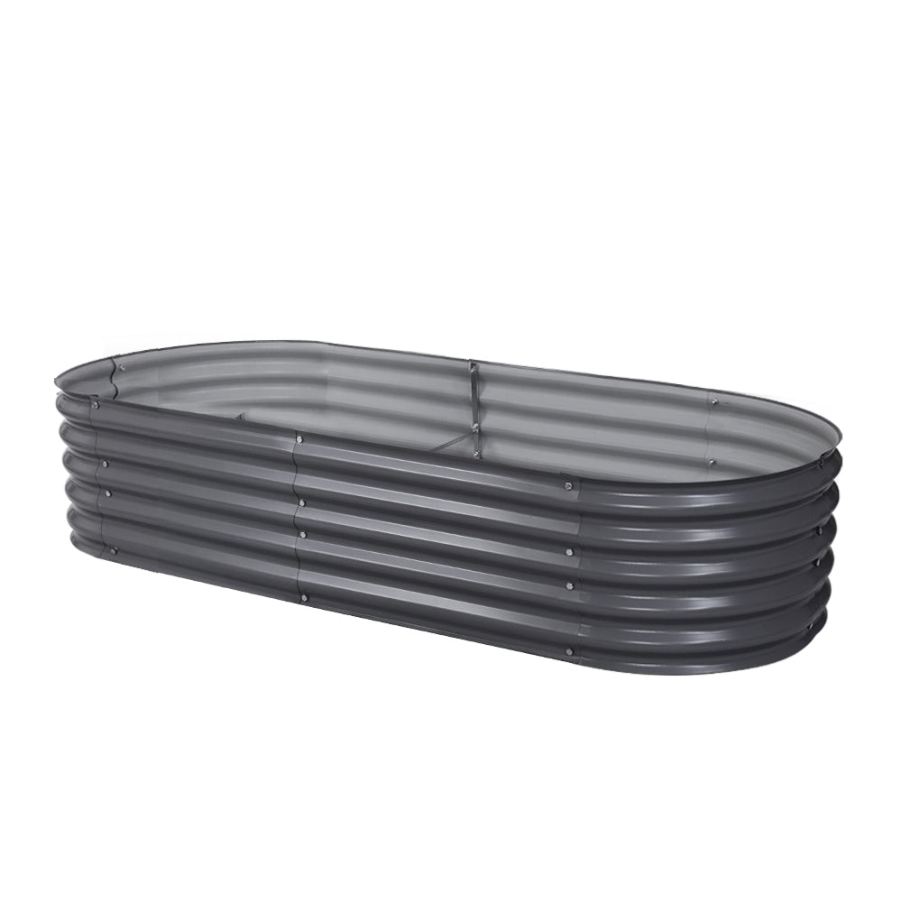 Greenfingers Garden Bed 160X80X42cm Oval Planter Box Raised Container Galvanised - Ozstylz