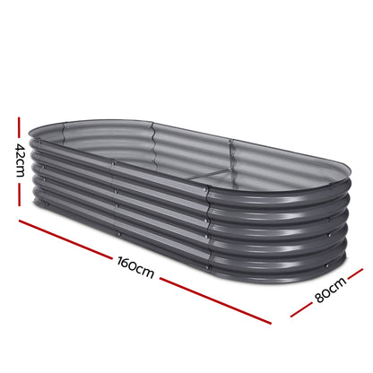 Greenfingers Garden Bed 160X80X42cm Oval Planter Box Raised Container Galvanised - Ozstylz