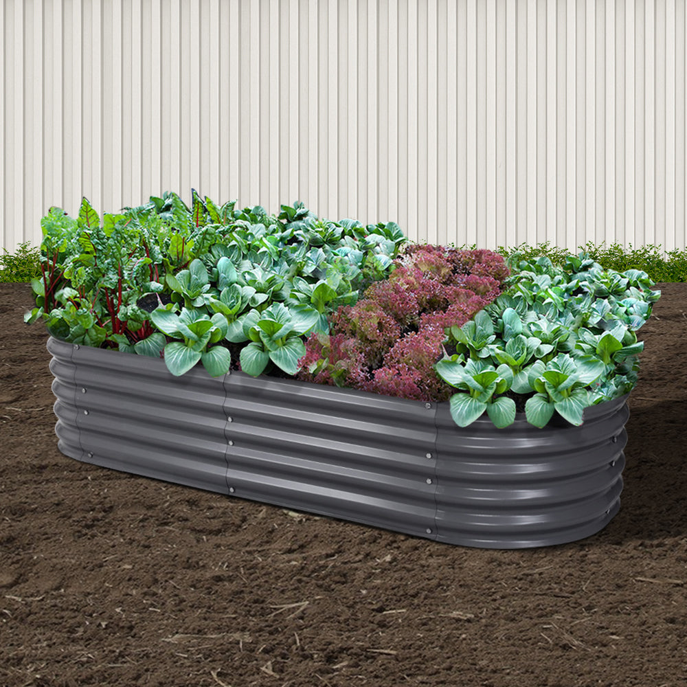 Greenfingers Garden Bed 160X80X42cm Oval Planter Box Raised Container Galvanised - Ozstylz