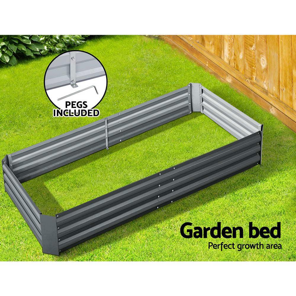 Greenfingers Garden Bed 180x90cm Planter Box Raised Container Galvanised Steel - Ozstylz