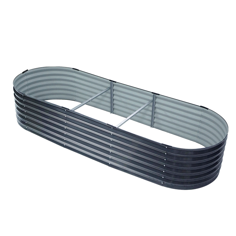 Greenfingers Garden Bed 240X80X42cm Oval Planter Box Raised Container Galvanised - Ozstylz