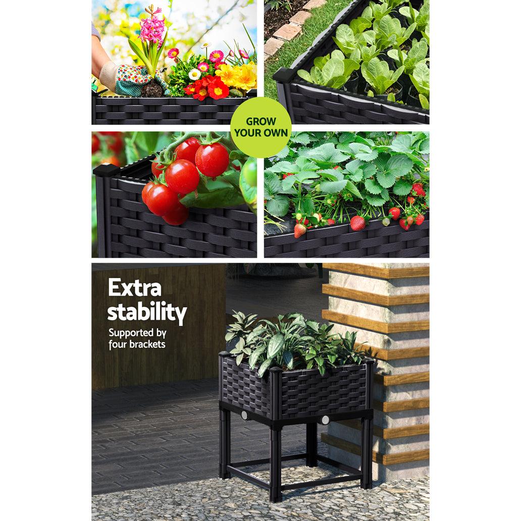 Greenfingers Garden Bed 40x40x23cm PP Planter Box Raised Container Growing Herb - Ozstylz