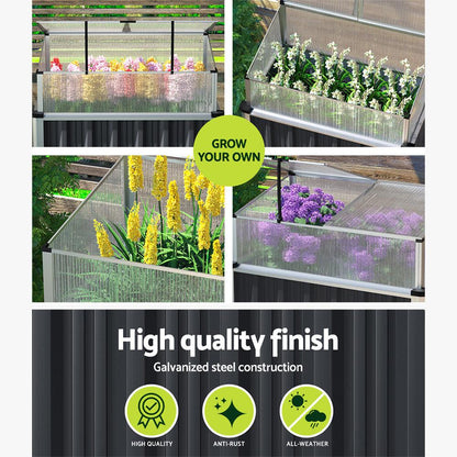 Greenfingers Garden Bed 80x49x74cm Greenhouse Planter Box Raised Galvanised Herb - Ozstylz