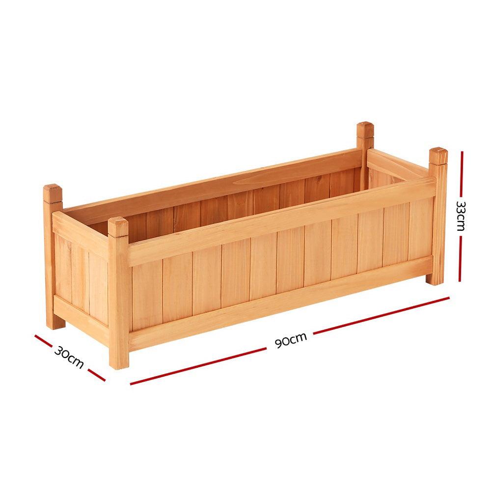 Greenfingers Garden Bed 90x30x33cm Wooden Planter Box Raised Container Growing - Ozstylz