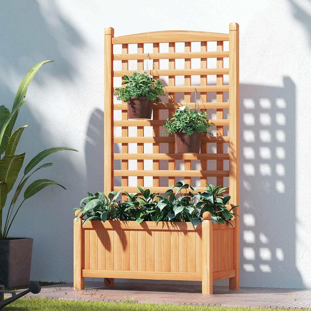 Greenfingers Garden Bed Wooden 64x35x115cm Planter Raised Box Container Trellis - Ozstylz