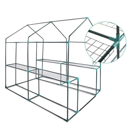 Greenfingers Greenhouse 1.2x1.9x1.9M Walk in Green House Tunnel Clear Garden Shed 4 Shelves - Ozstylz