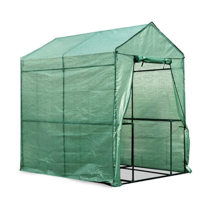 Greenfingers Greenhouse 1.2x1.9x1.9M Walk in Green House Tunnel Plant Garden Shed 4 Shelves - Ozstylz