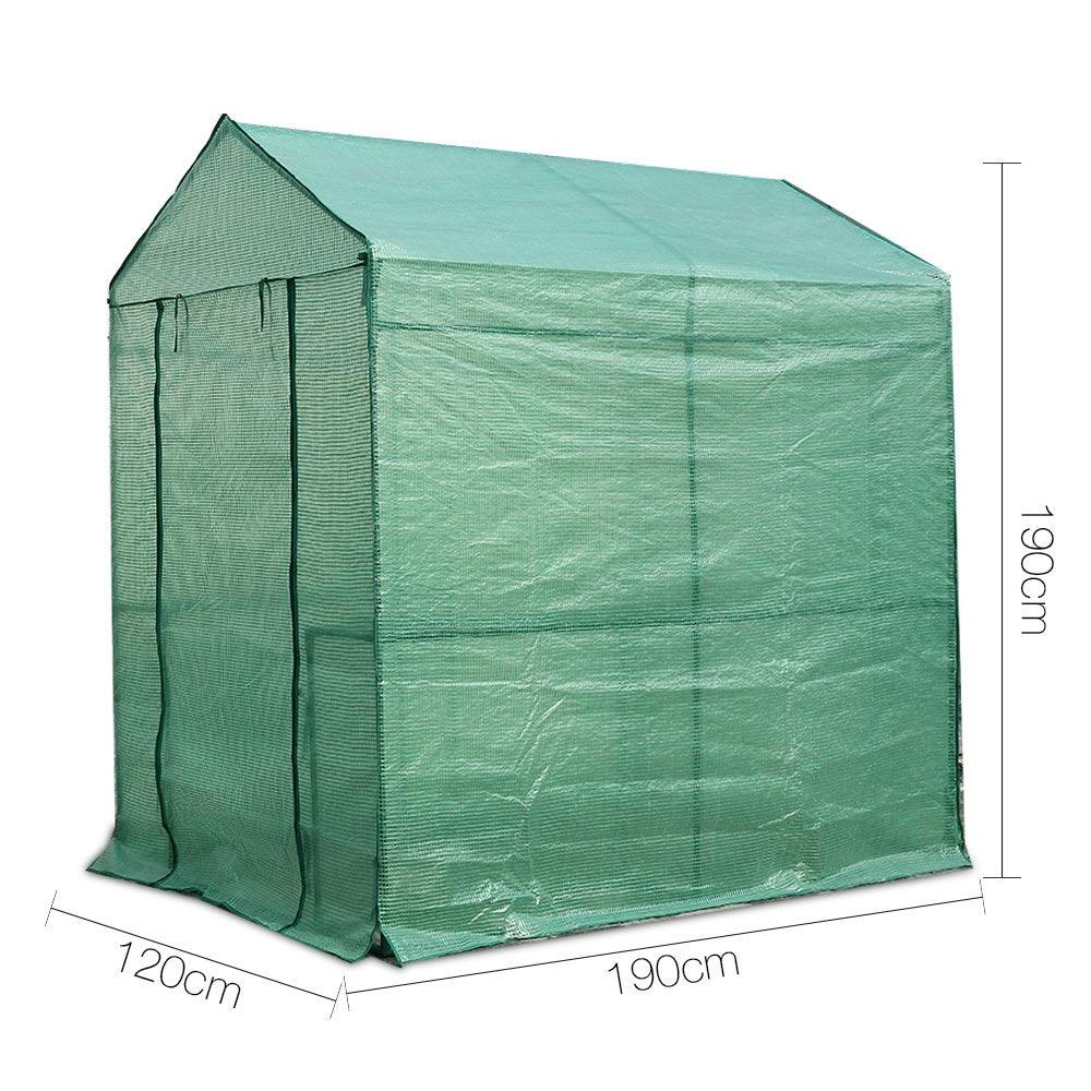 Greenfingers Greenhouse 1.2x1.9x1.9M Walk in Green House Tunnel Plant Garden Shed 4 Shelves - Ozstylz