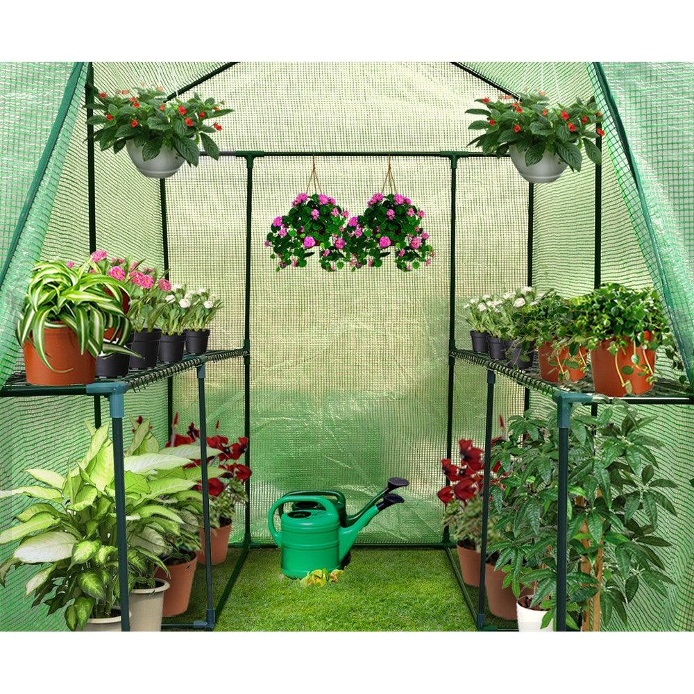 Greenfingers Greenhouse 1.2x1.9x1.9M Walk in Green House Tunnel Plant Garden Shed 4 Shelves - Ozstylz