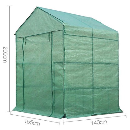 Greenfingers Greenhouse 1.4x1.55x2M Walk in Green House Tunnel Plant Garden Shed 8 Shelves - Ozstylz