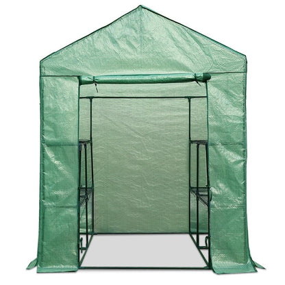 Greenfingers Greenhouse 1.4x1.55x2M Walk in Green House Tunnel Plant Garden Shed 8 Shelves - Ozstylz