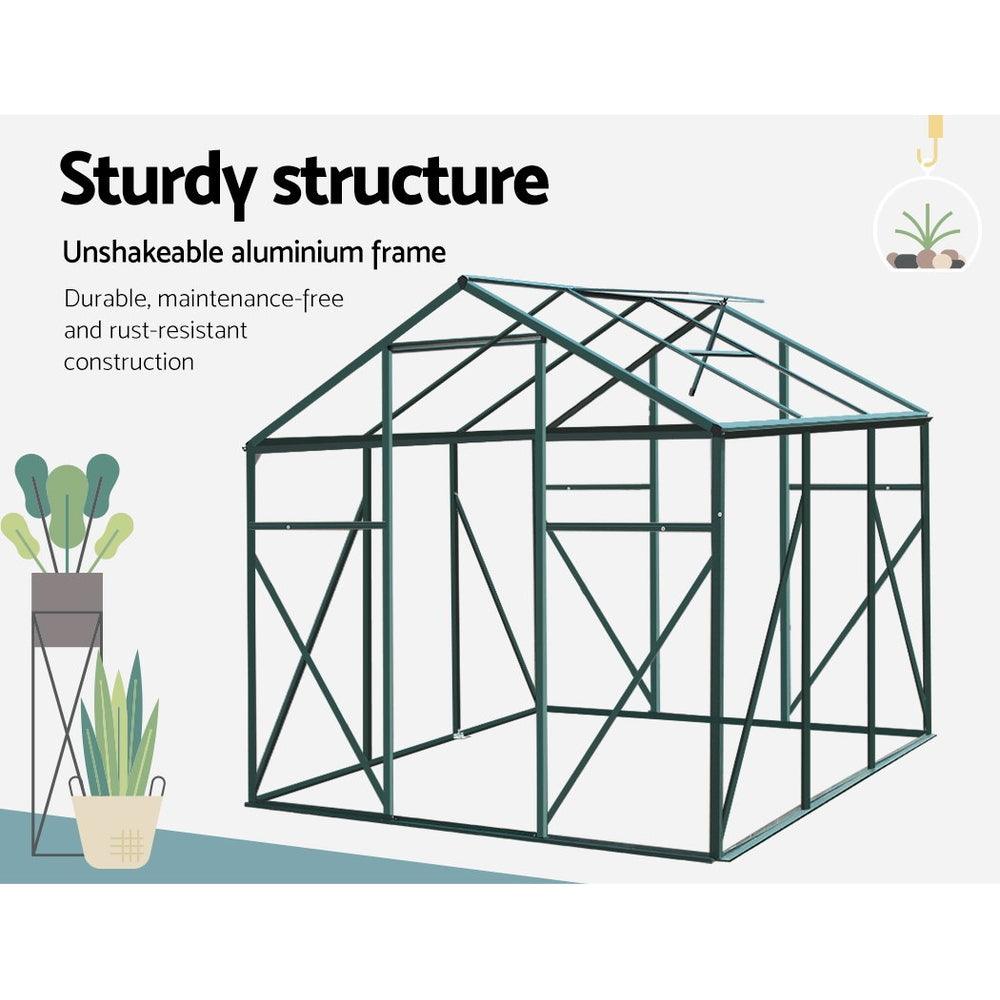 Greenfingers Greenhouse 1.9x1.9x1.83M Aluminium Polycarbonate Green House Garden Shed - Ozstylz