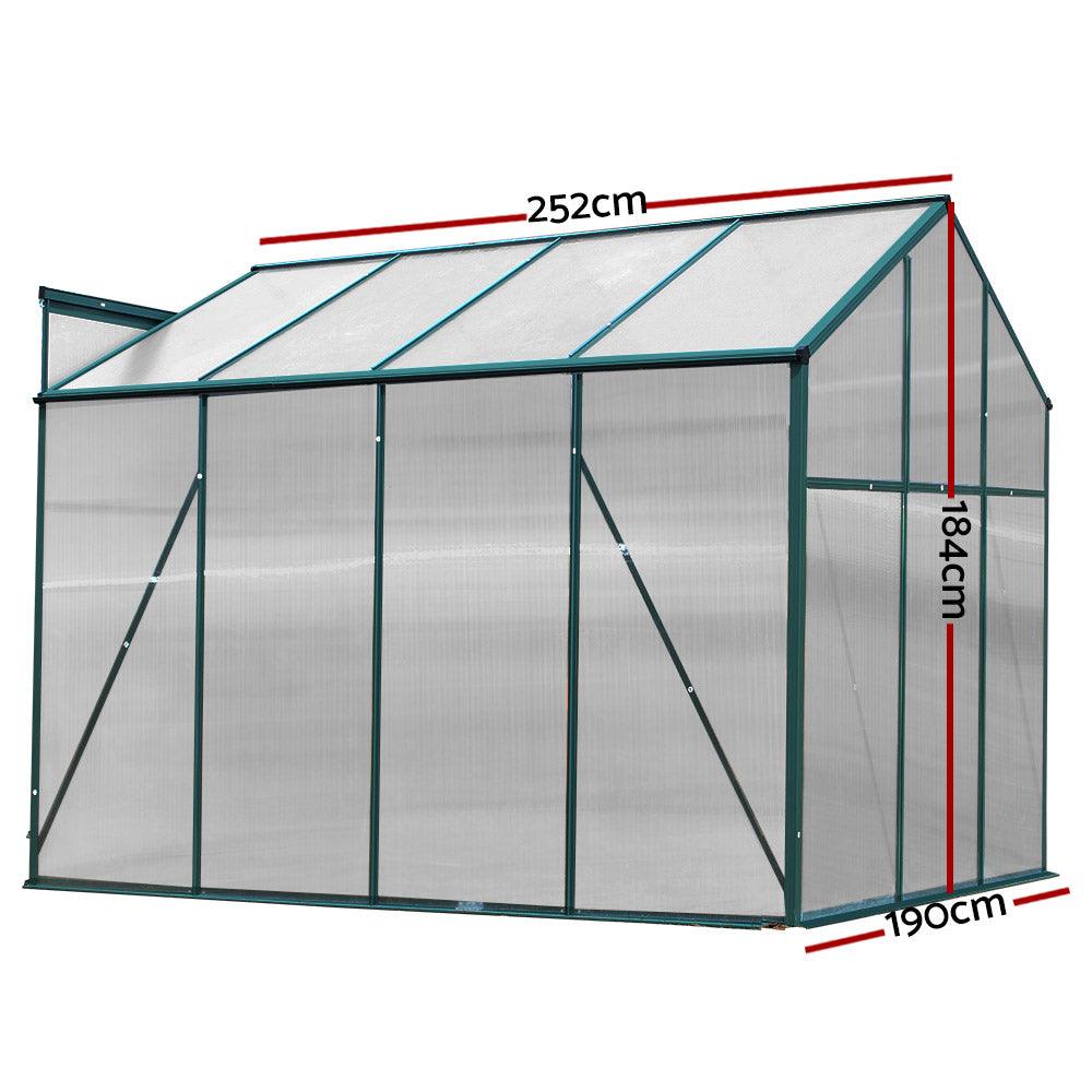 Greenfingers Greenhouse 2.52x1.9x1.83M Aluminium Polycarbonate Green House Garden Shed - Ozstylz