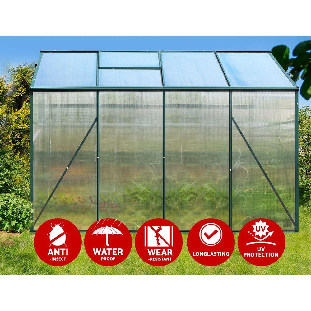 Greenfingers Greenhouse 2.52x1.9x1.83M Aluminium Polycarbonate Green House Garden Shed - Ozstylz