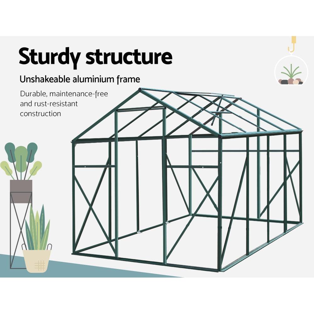 Greenfingers Greenhouse 2.52x1.9x1.83M Aluminium Polycarbonate Green House Garden Shed - Ozstylz