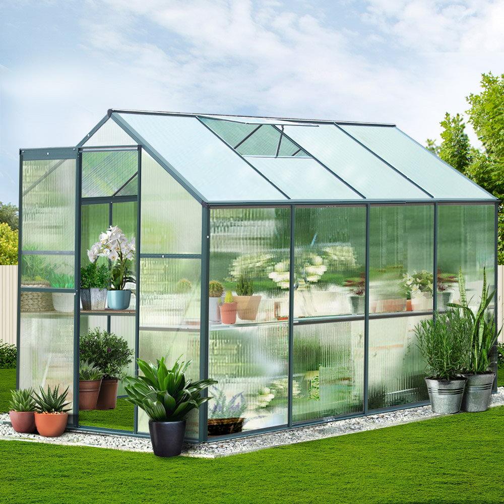 Greenfingers Greenhouse 2.52x1.9x1.83M Aluminium Polycarbonate Green House Garden Shed - Ozstylz