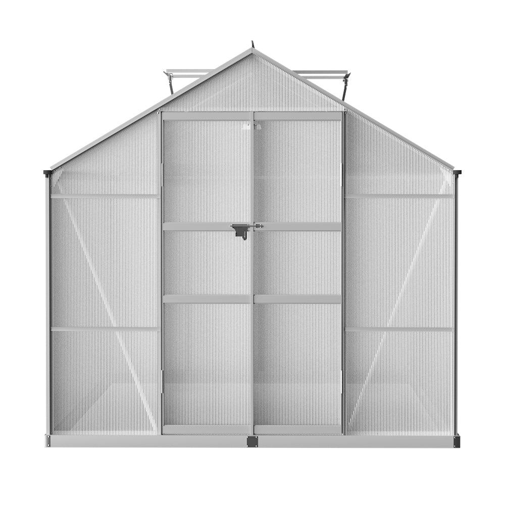 Greenfingers Greenhouse 3.7x2.5x2.26M Double Doors Aluminium Green House Garden Shed - Ozstylz