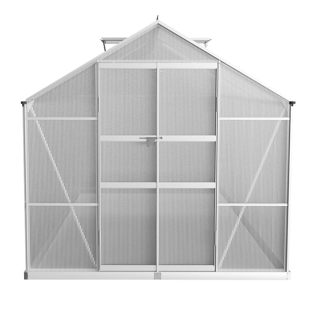 Greenfingers Greenhouse 4.1x2.5x2.26M Double Doors Aluminium Green House Garden Shed - Ozstylz