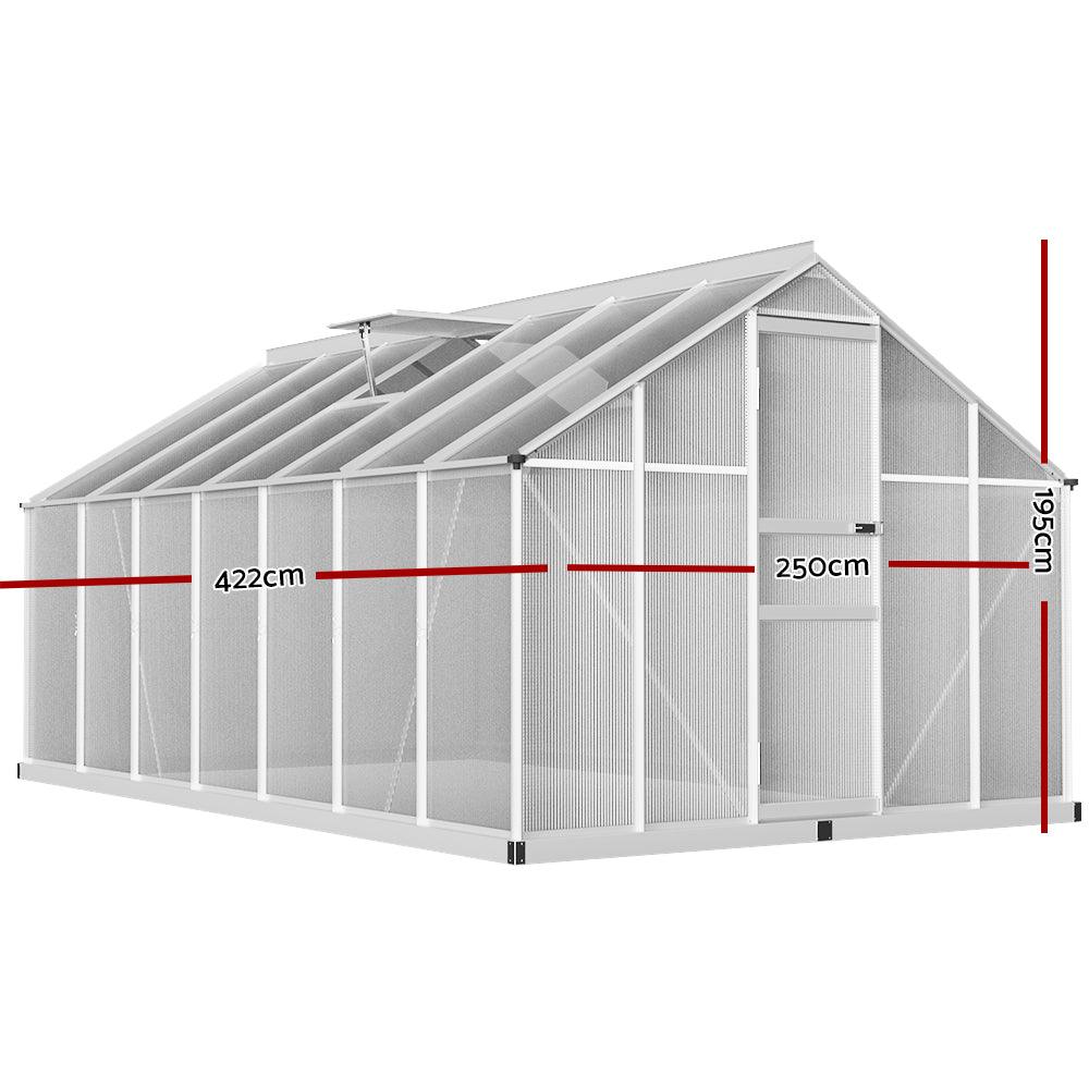 Greenfingers Greenhouse 4.2x2.5x1.95M Aluminium Polycarbonate Green House Garden Shed - Ozstylz