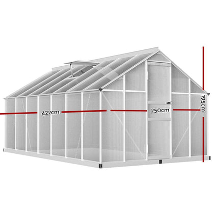 Greenfingers Greenhouse 4.2x2.5x1.95M Aluminium Polycarbonate Green House Garden Shed - Ozstylz