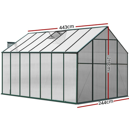 Greenfingers Greenhouse 4.43x2.44x2.15M Aluminium Polycarbonate Green House Garden Shed - Ozstylz