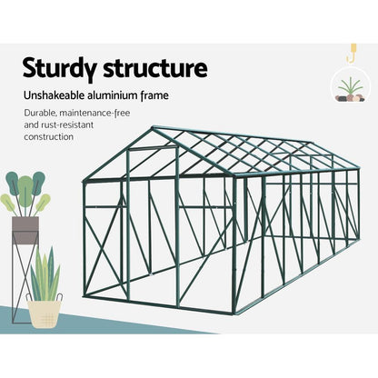 Greenfingers Greenhouse 4.43x2.44x2.15M Aluminium Polycarbonate Green House Garden Shed - Ozstylz