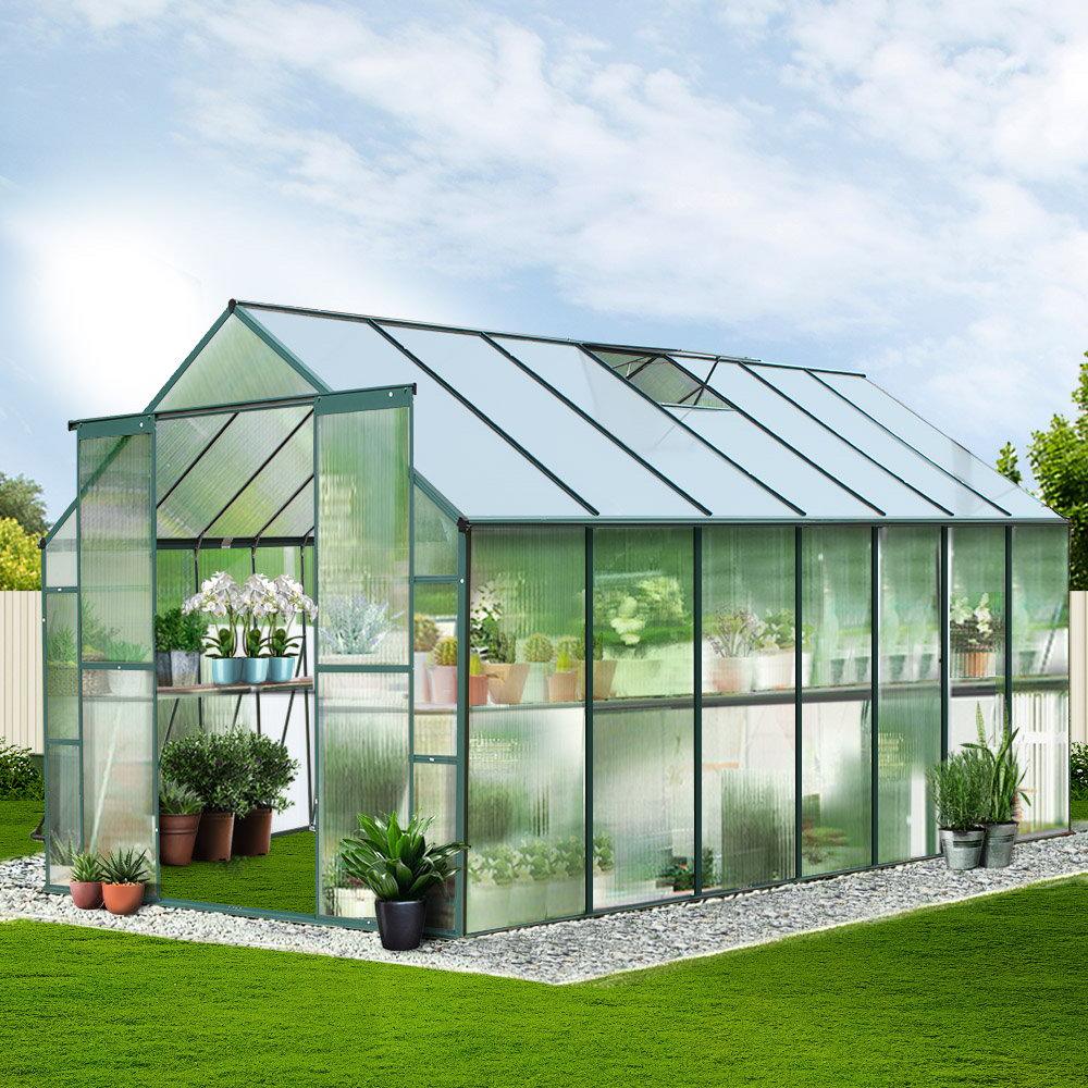 Greenfingers Greenhouse 4.43x2.44x2.15M Aluminium Polycarbonate Green House Garden Shed - Ozstylz