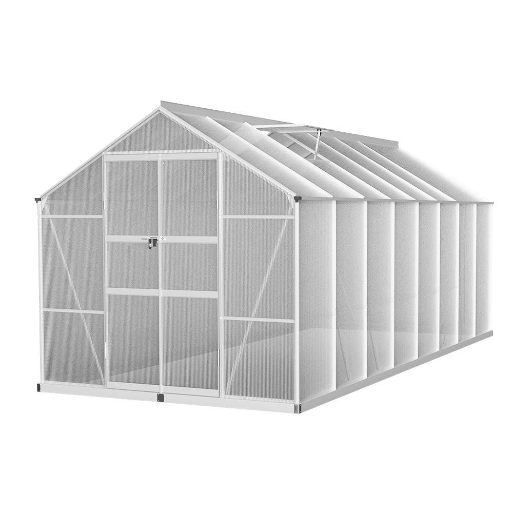 Greenfingers Greenhouse 4.7x2.5x2.26M Double Doors Aluminium Green House Garden Shed - Ozstylz