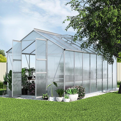 Greenfingers Greenhouse 4.7x2.5x2.26M Double Doors Aluminium Green House Garden Shed - Ozstylz