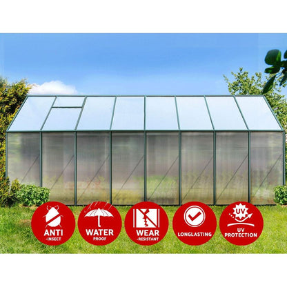 Greenfingers Greenhouse 5.1x2.44x2.1M Aluminium Polycarbonate Green House Garden Shed - Ozstylz