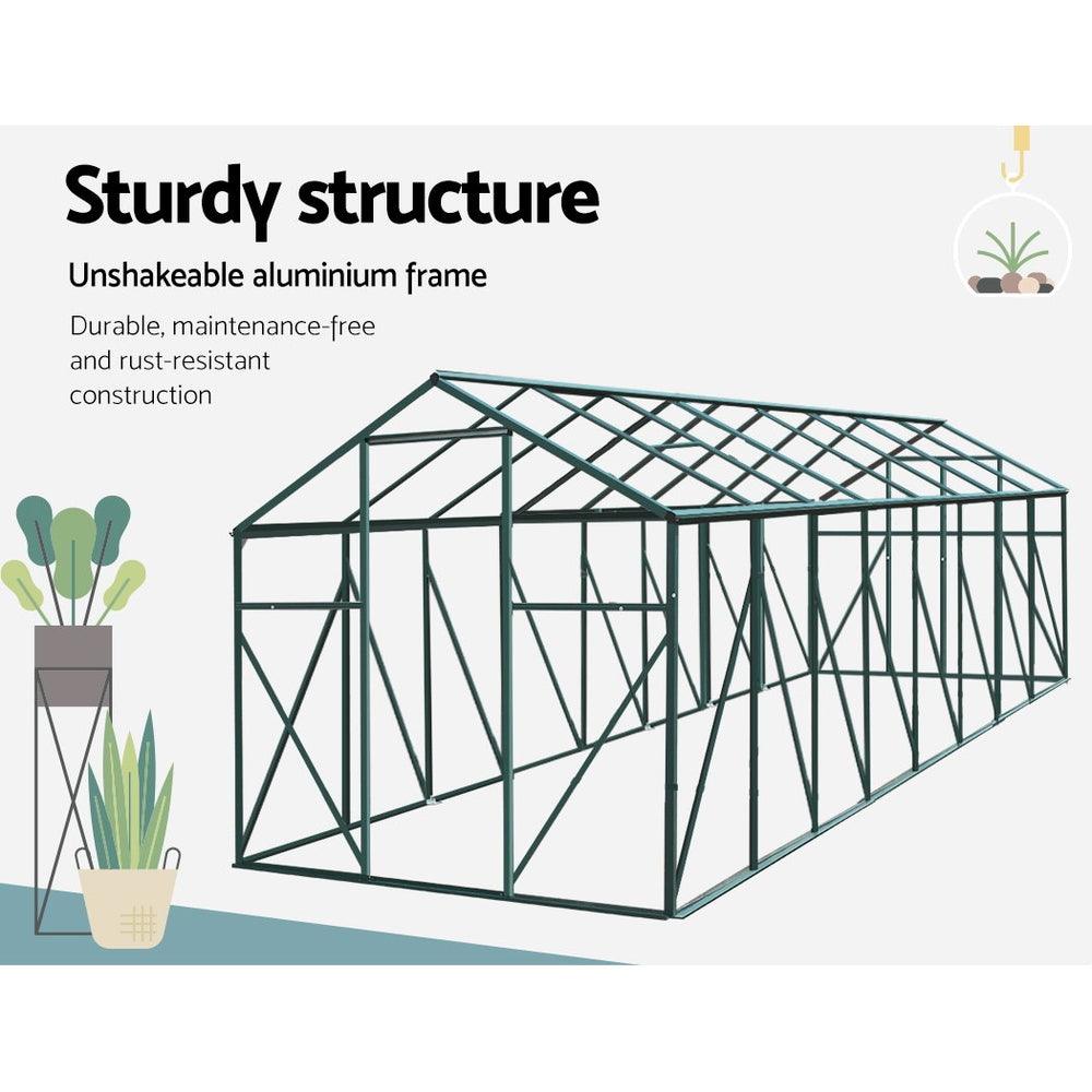 Greenfingers Greenhouse 5.1x2.44x2.1M Aluminium Polycarbonate Green House Garden Shed - Ozstylz