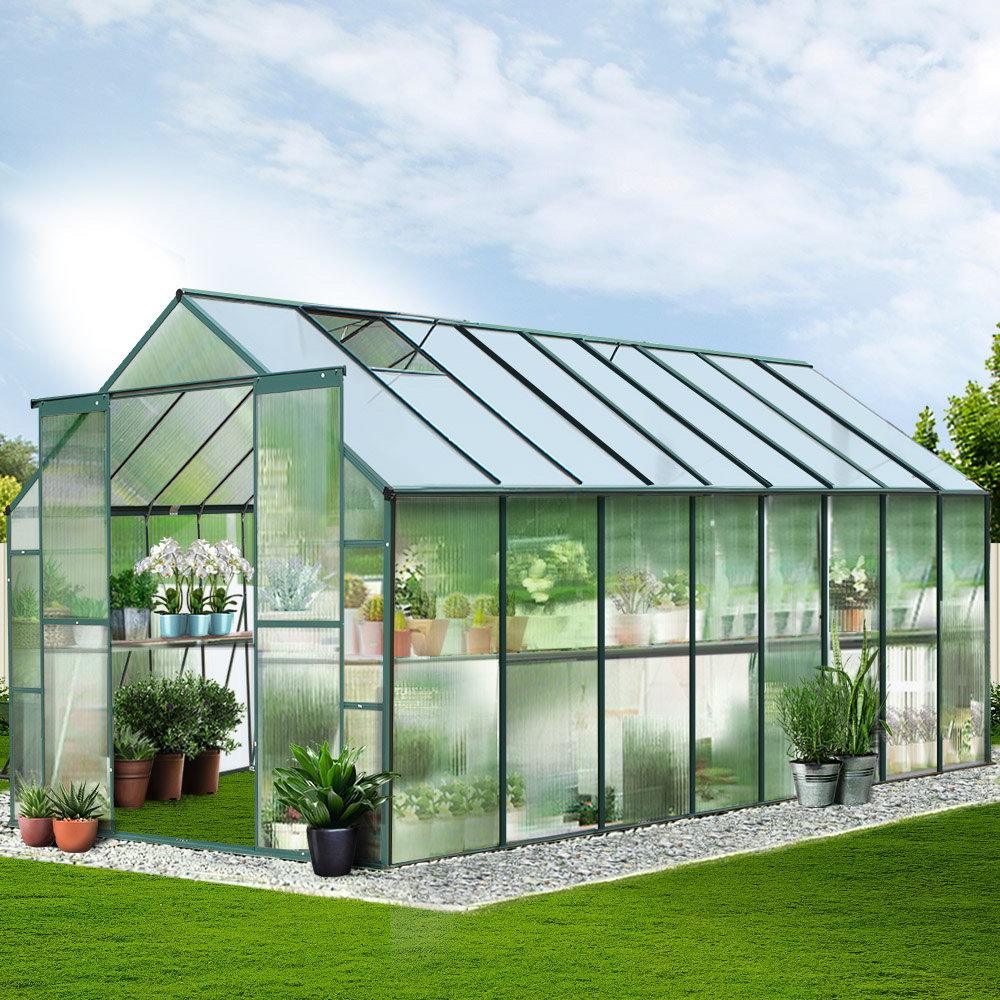 Greenfingers Greenhouse 5.1x2.44x2.1M Aluminium Polycarbonate Green House Garden Shed - Ozstylz