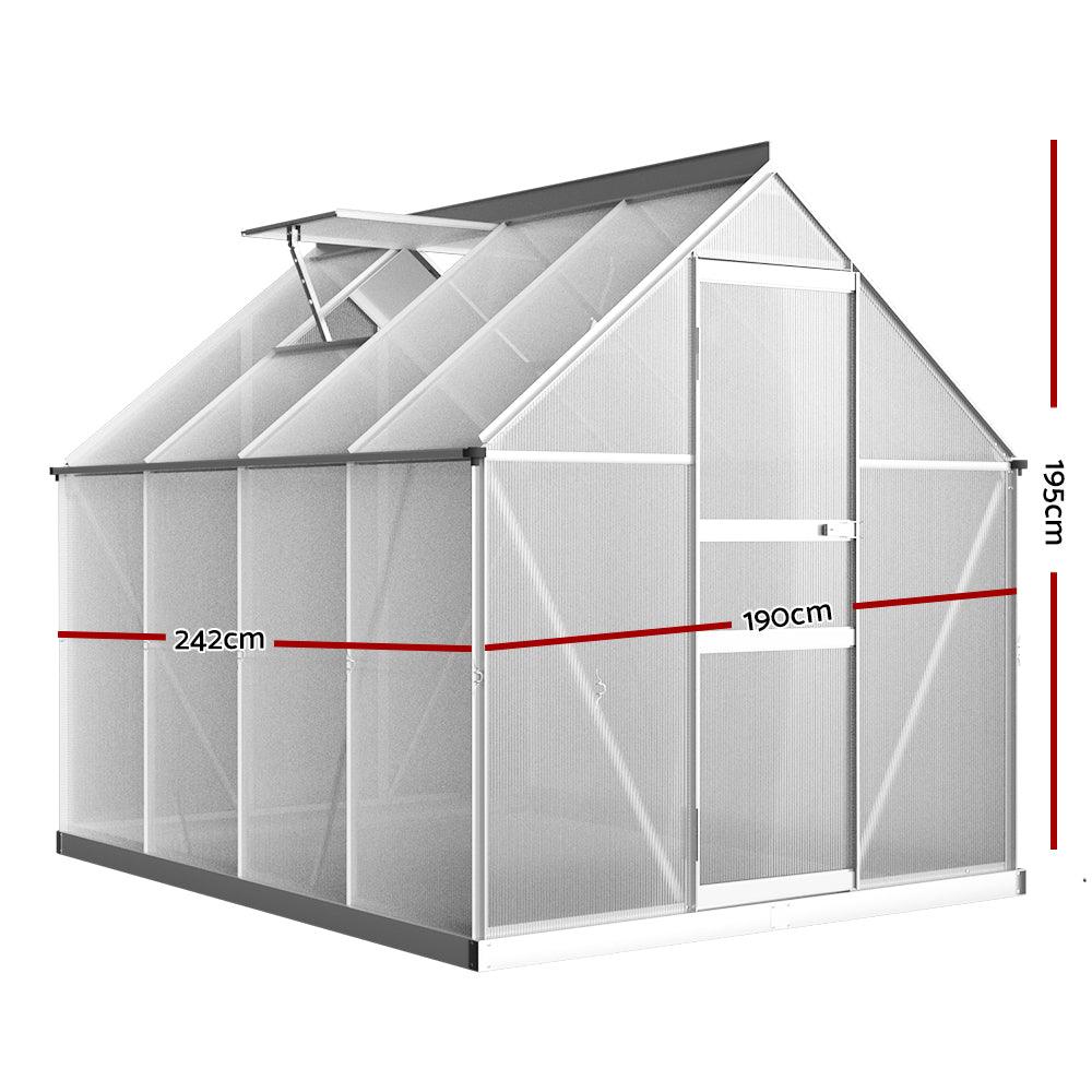 Greenfingers Greenhouse Aluminium Green House Polycarbonate Garden Shed 2.4x1.9M - Ozstylz