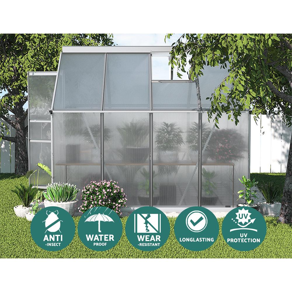 Greenfingers Greenhouse Aluminium Green House Polycarbonate Garden Shed 2.4x1.9M - Ozstylz